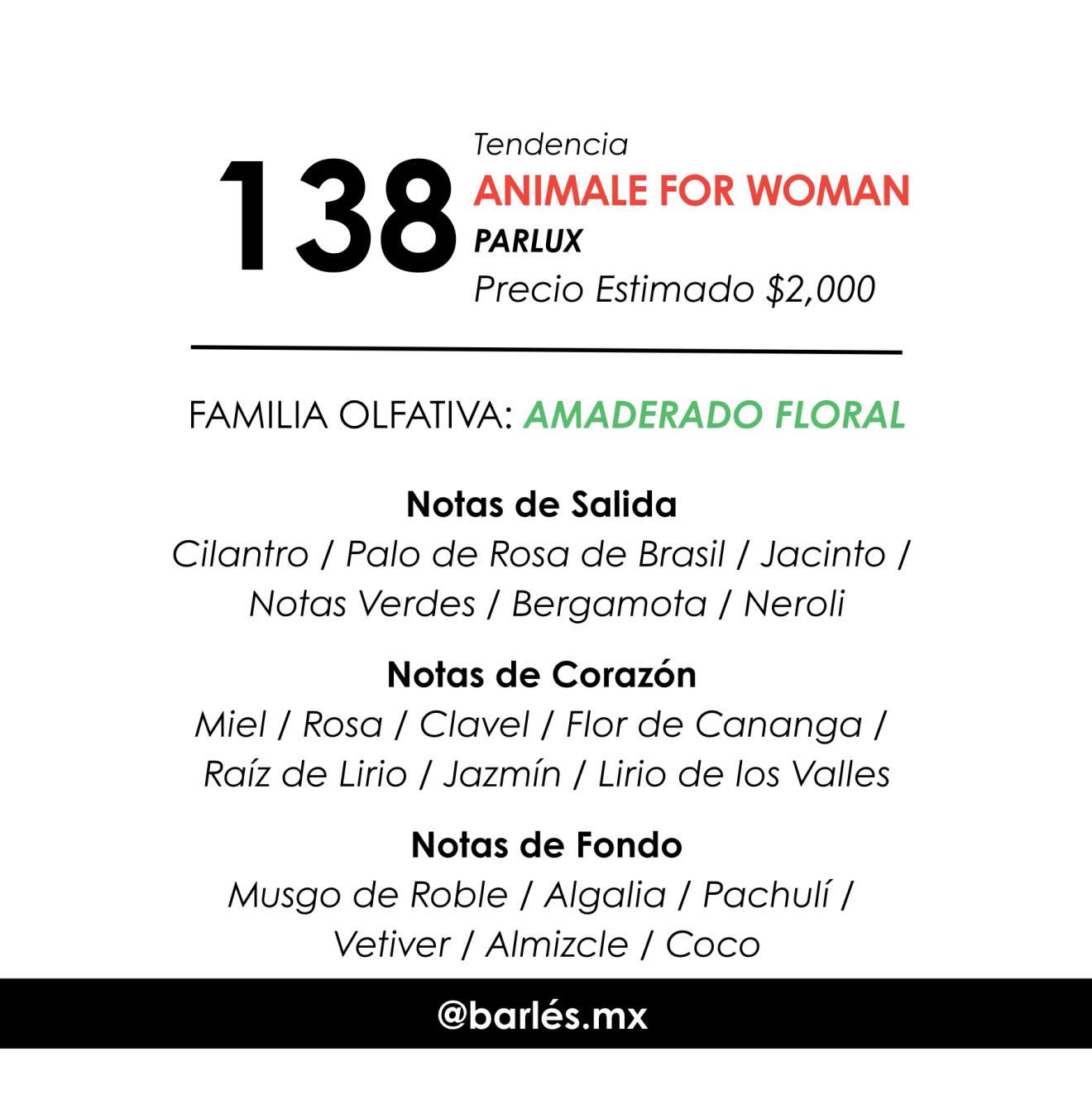 Elixir 138 Inspirado en Animale for Woman