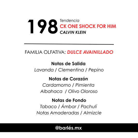 Elixir 198 Inspirado en CK One Shock
